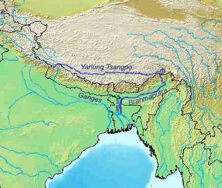 brahmaputra river map china