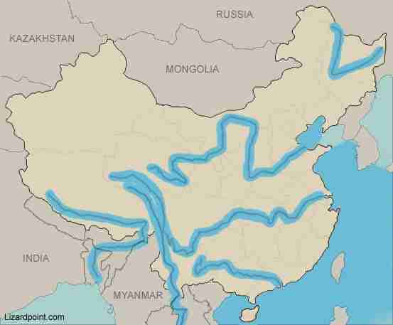 Top 5 Longest rivers in china map