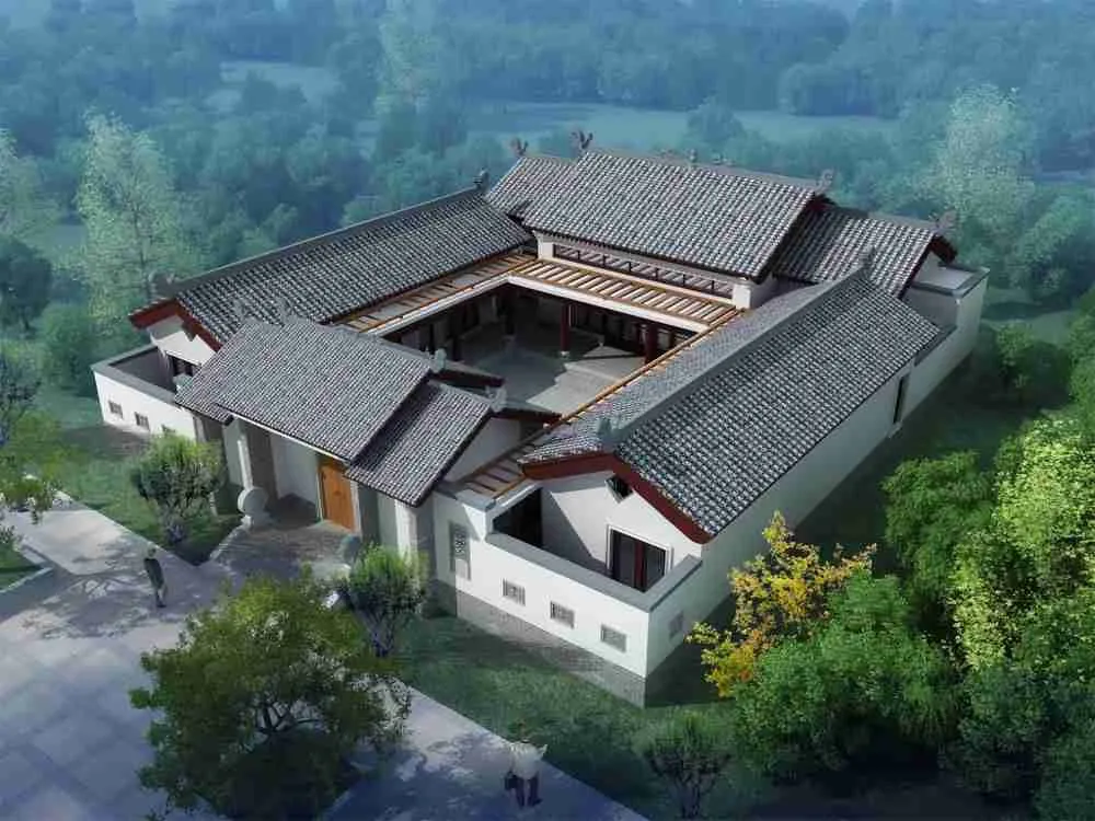 Modern Chinese Courtyard House Floor Plan